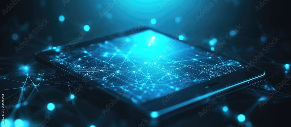 Poster 3d rendering of a touchscreen tablet device