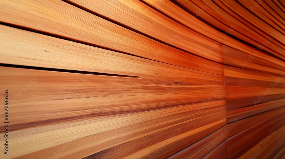 Poster curved wooden panels with rich textures and warm tones creating a dynamic, abstract, and visually en