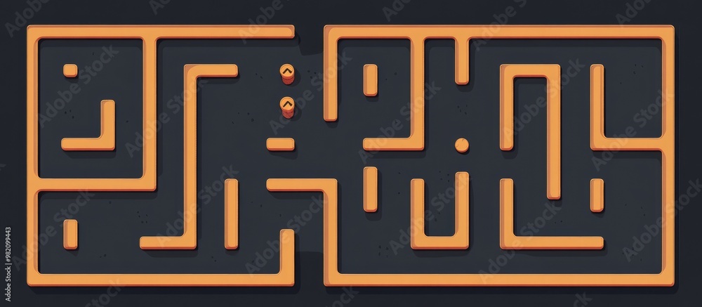 Poster black square maze design featuring an entrance and exit engaging game concept for kids with a simple
