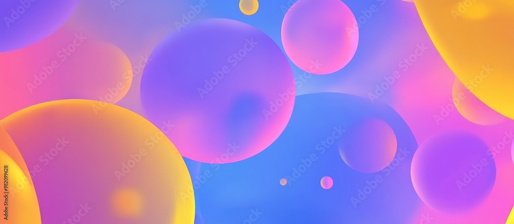 Poster contemporary background featuring flat circular shapes sleek globules in vibrant hues abstract digit