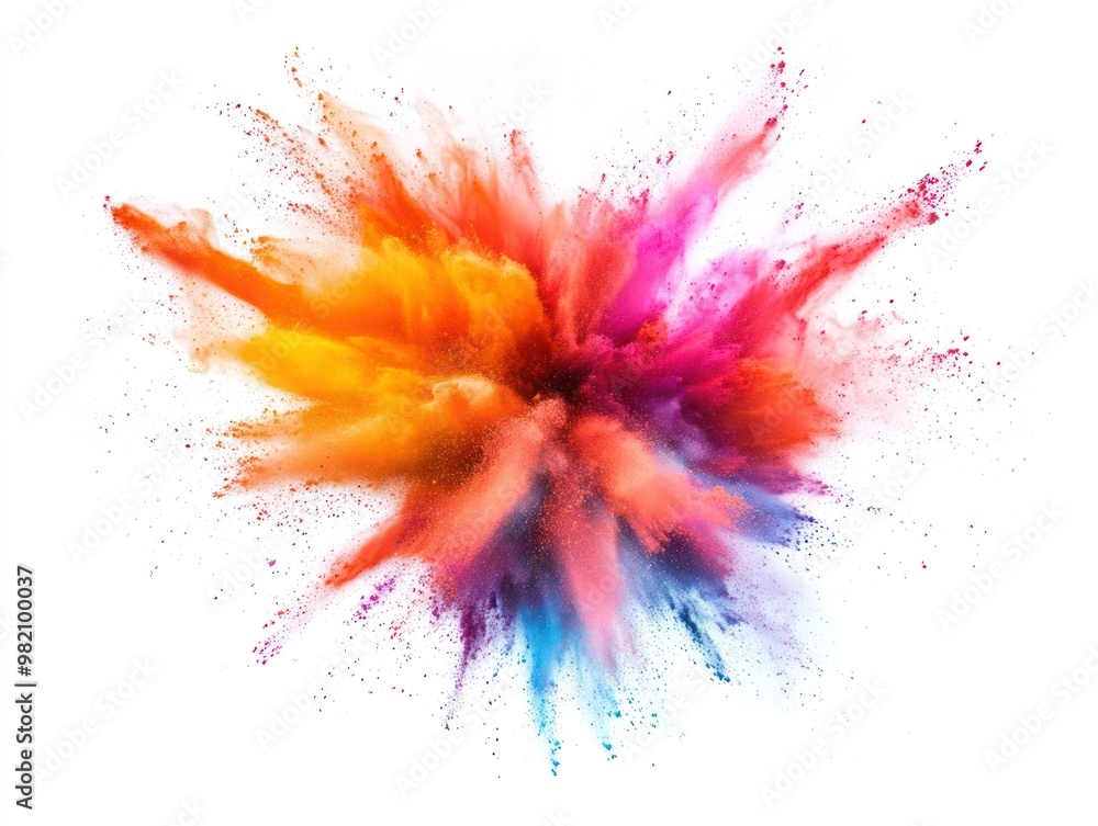 Poster A vibrant explosion of colorful powder creating a dynamic visual effect.