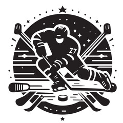 Hockey black vector, black color silhouette ,white color background EPS FILE