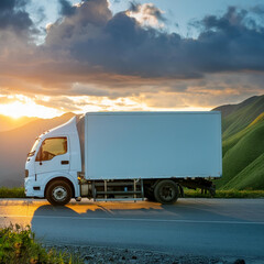 truck on highway mockup