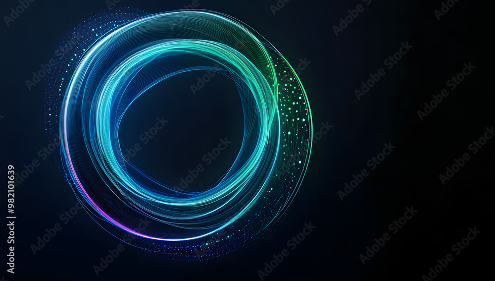 Poster flowing blue green gradient isolated on black background modern in concept modern technology science