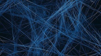 A complex interwoven pattern of thin lines in various shades of blue forming a latticelike structure with a sense of depth