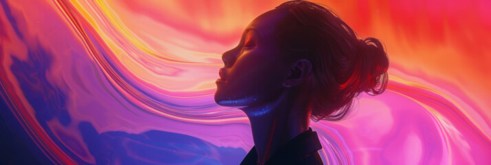 A person trapped in a never-ending cycle of thoughts, represented by swirling patterns and colors.