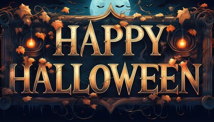 Fototapeta premium halloween party poster. halloween background with pumpkin and bats. halloween background with halloween. halloween party poster. halloween party invitation. scary halloween background. wallpaper