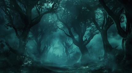 lost in the forrest, anime halloween background