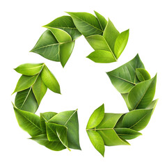 Green recycling symbol made of leaves