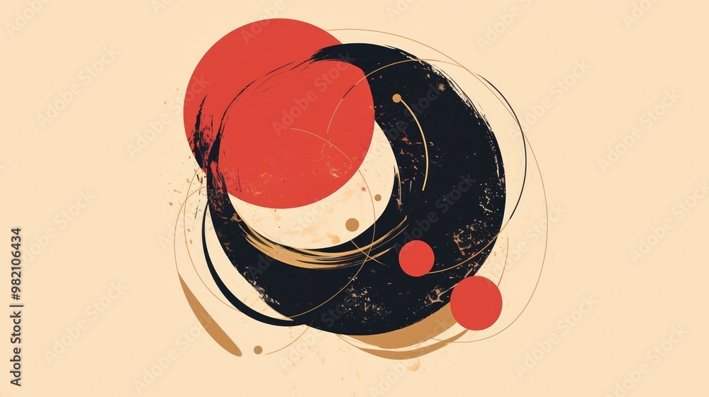 Poster abstract circles artwork featuring smooth elements in a round design hand drawn decoration suitable 