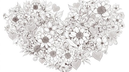 Heart themed quotes illustration for adults featuring a coloring page design aimed at anxiety relief with motivational and inspirational quotes for relaxation and creativity