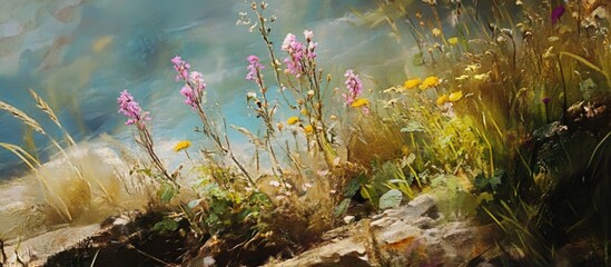 Wild roadside plant painting showcases its natural beauty and resilience in untamed environments