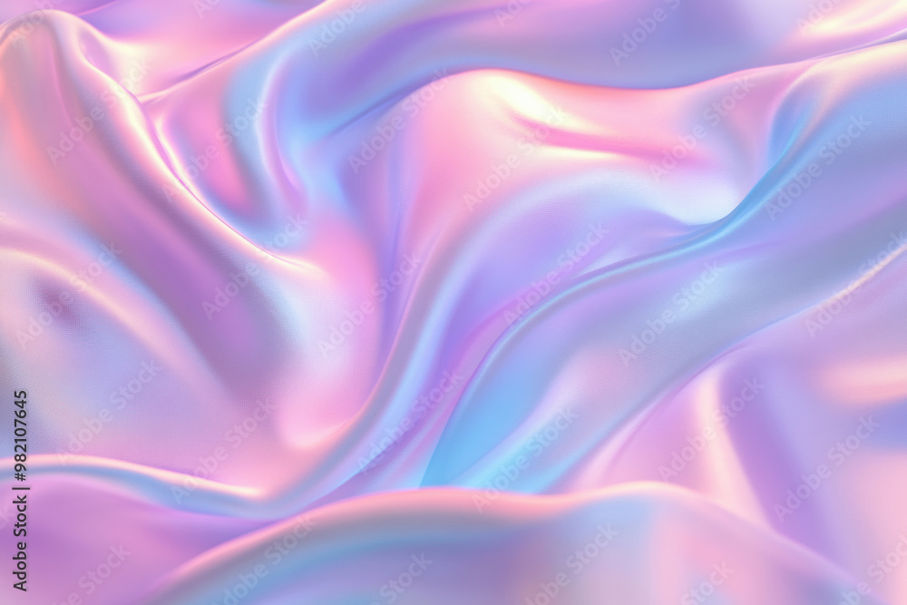 Poster smooth pastel satin fabric flowing and forming abstract shapes