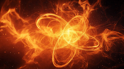 Radiation emitted during nuclear fission, with energy waves and atomic particles scattering in all directions