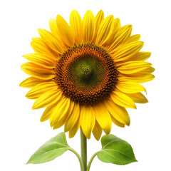 Fototapeta premium Close-up of a sunflower with green leaves