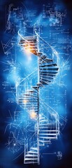 Obraz premium Abstract Blue Staircase Design.