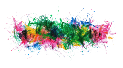 drawn colorful scribble on a white transparent background