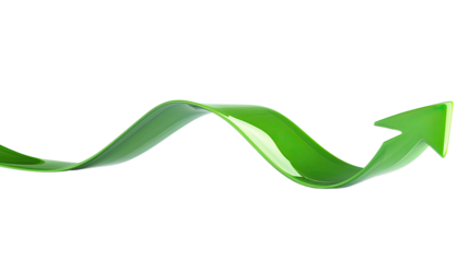 curved graph arrow on white transparent background