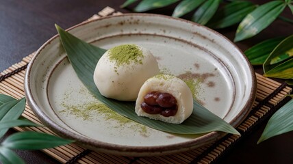 Mochi filled with red bean paste, a traditional Japanese sweet