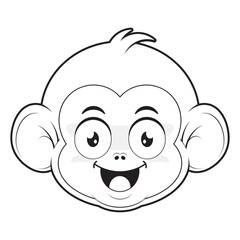monkey playful face outline cartoon cute