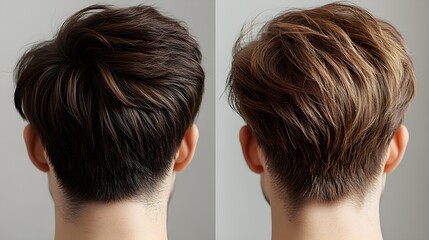 Before-and-after transformation of a patient using hair growth supplements, showing initial thinning hair and the fuller, natural regrowth achieved after consistent use