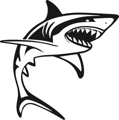 Fototapeta premium Shark Outline Drawing Svg
