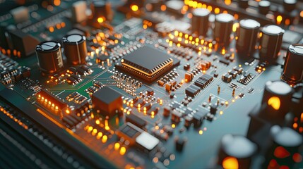 Detailed view of a servo control board, showing connectors, resistors, and microcontrollers, perfect for robotics and automation visuals.