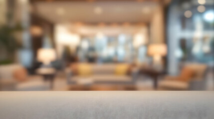 Abstract Blurred Background of Interior Design with Sofa and Lighting