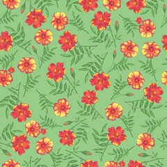 Marigold Flower Seamless Pattern. Floral Digital Paper.