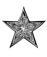 Obraz premium A stylized black and white star design with intricate patterns.