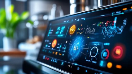 Futuristic Digital Interface with Data and Graphics.