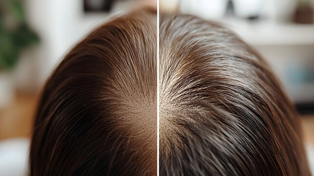 A blog post comparison of two hair restoration treatments, featuring before-and-after images that showcase visible improvements in hairline, thickness, and overall scalp coverage