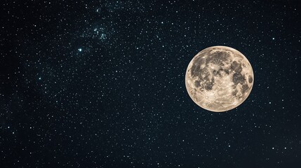 Obraz premium Full moon in the night sky with stars.