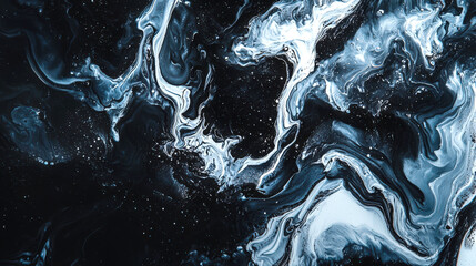 Obraz premium Cosmic marble background. The painting depicts a dark blue-white whirlpool with many white patches. The painting carries an atmosphere of calm and serenity. A luxurious backdrop for the design