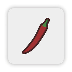 red chilli icon on button, chilli Flat Illustration, Vector chilli vegetable