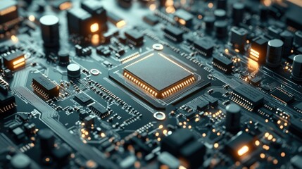 High-detail view of a wireless audio circuit board, displaying chips and traces on a white background, perfect for technology imagery.