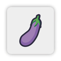 eggplant icon on button, eggplant Flat Illustration, Vector eggplant vegetable