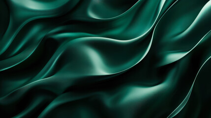 Obraz premium Elegant dark green fabric drapes flowing gracefully under soft light in a serene and sophisticated setting