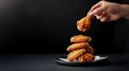 唐揚げを食べる