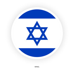 Israel circle flag icon with shadow on white background. Israel button icon with white border isolated white background