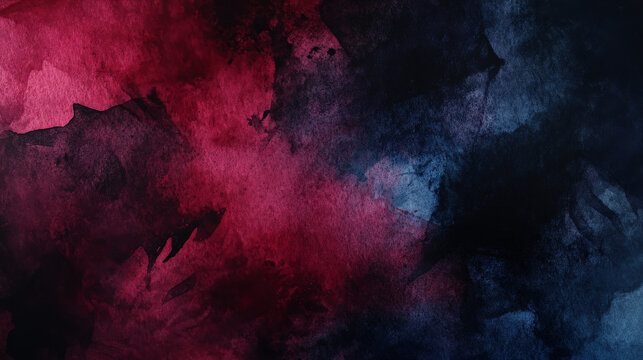 A dark and dramatic watercolor abstract background in deep shades of burgundy, black, and midnight blue, with bold and textured brushstrokes.