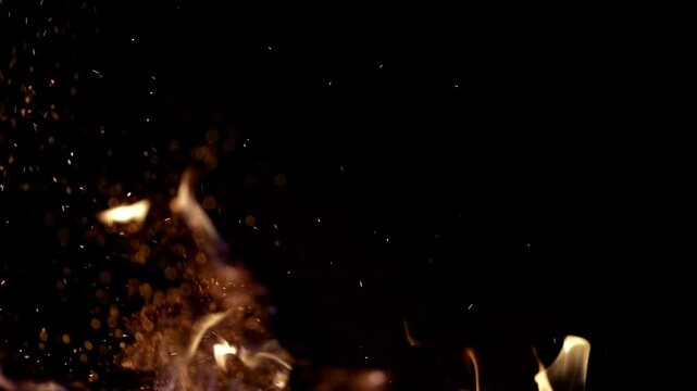 Fire in fireplace. Burning fire. Blaze fire flame on black, overlay design. Burning concept. Blaze flames overlay background. Burning fire. Stove firebox. Heat coal wood for fireplace. Fires sparks.