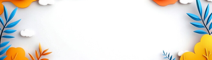 A vibrant floral border featuring colorful flowers and leaves on a soft background, ideal for invitations or decorative themes.