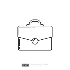 Briefcase Icon Illustration in Line Art Style, Business and Finance Symbol Vector Design.