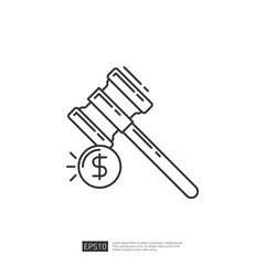 Gavel with Dollar Sign Icon, Auction, Law, Legal, Business, Finance, Justice