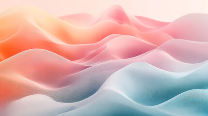 Fototapeta premium Soft liquid gradient waves in pastel tones, flowing fluidly across geometric lines, creating a smooth and dynamic abstract composition.