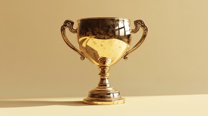 A golden trophy on a beige background.
