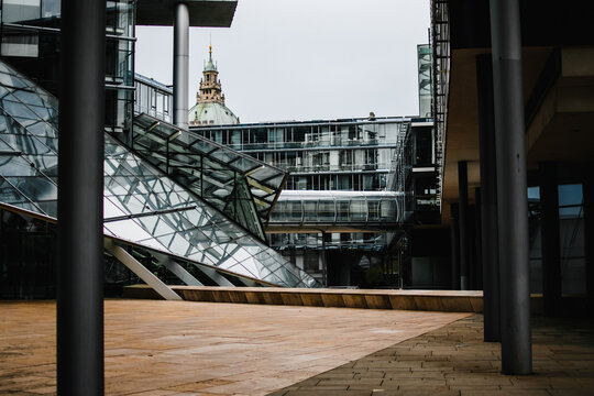 modern glass building in hanover