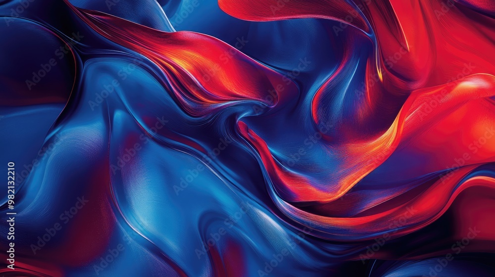 Poster abstract red and blue background with a vibrant rhythm and dynamic elements a surrealistic design in