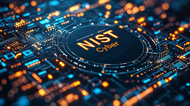 NIST cybersecurity concept with digital circuit board design